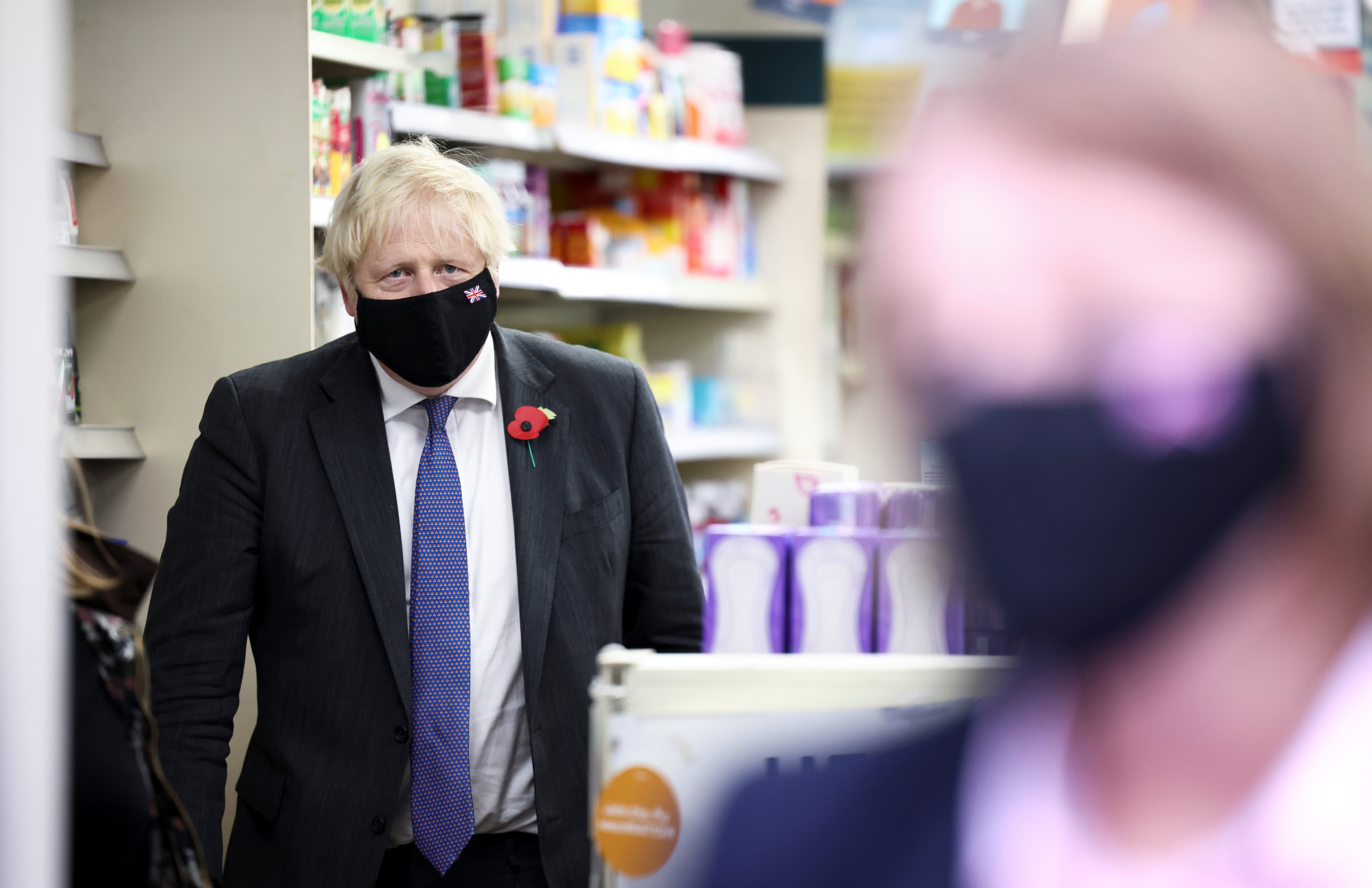 Boris Johnson visits a Covid vaccination centre in Sidcup