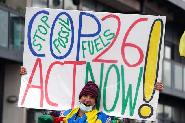 <p>Climate activists protesting outside the Cop26 conference </p>