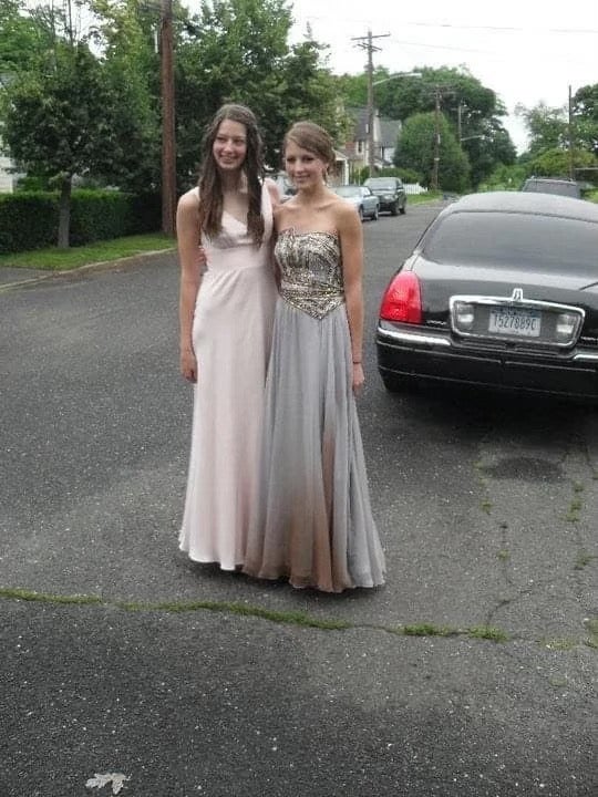 Brittany Rohl, right, and a friend heading to prom at Babylon High School; she says her relationship with a teacher turned physical just days after graduation