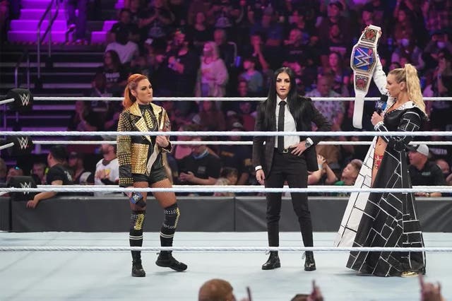 <p>Becky Lynch and Charlotte Flair ahead of their title exchange on WWE SmackDown</p>