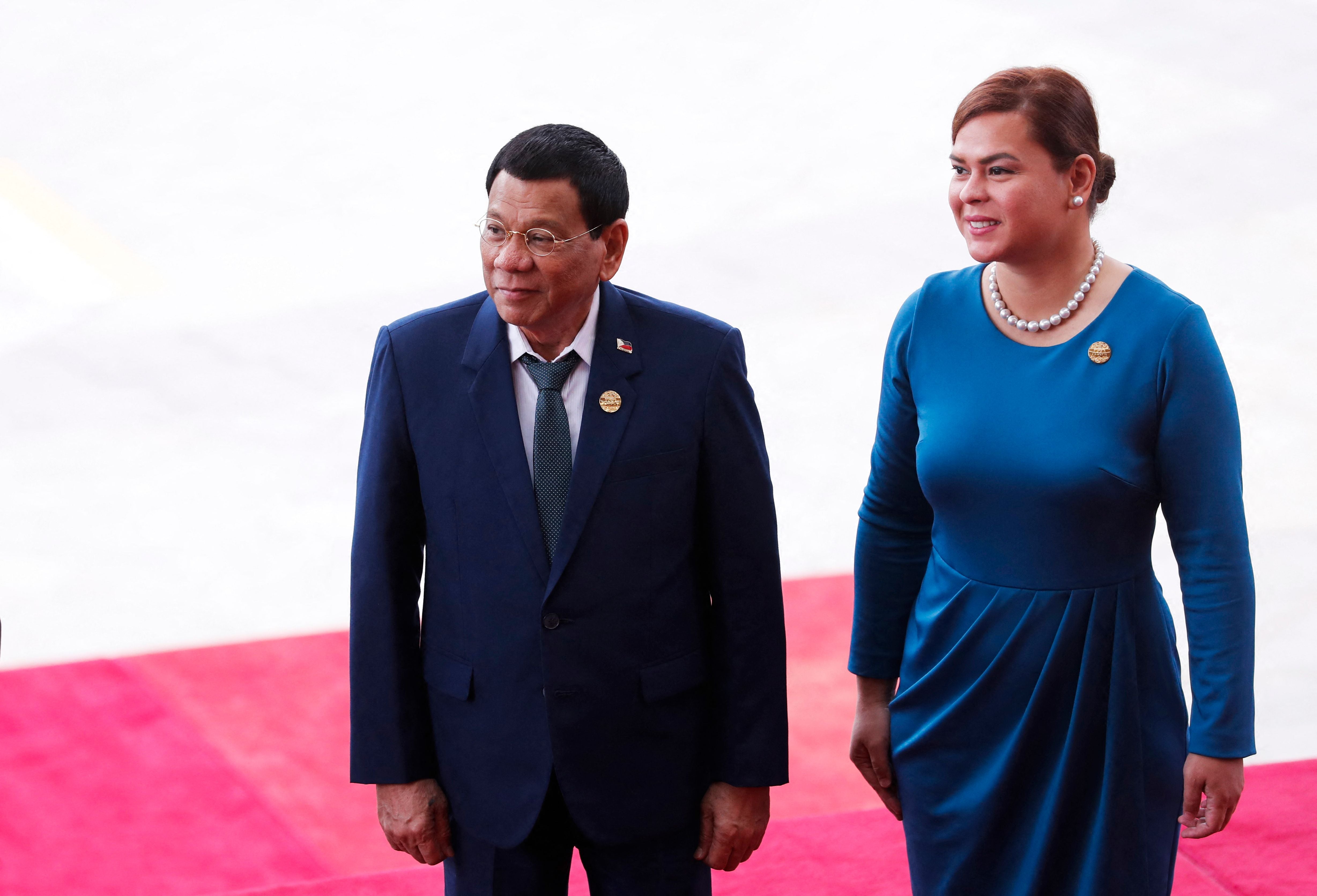 <p>Philippine president Rodrigo Duterte and his daughter Sara Duterte-Carpio</p>