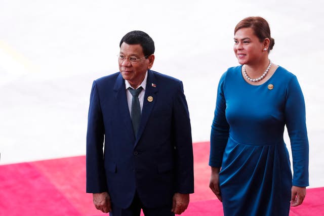 <p>Philippine president Rodrigo Duterte and his daughter Sara Duterte-Carpio</p>