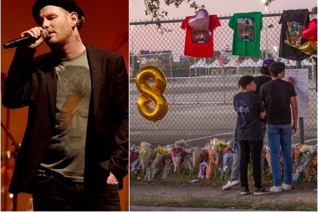 <p>Corey Taylor paid tribute to the victims of the Astroworld tragedy</p>
