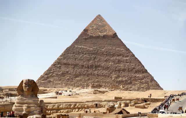 <p>Footage of the group shows them attempting to take photos of the women at the Giza Pyramids</p>