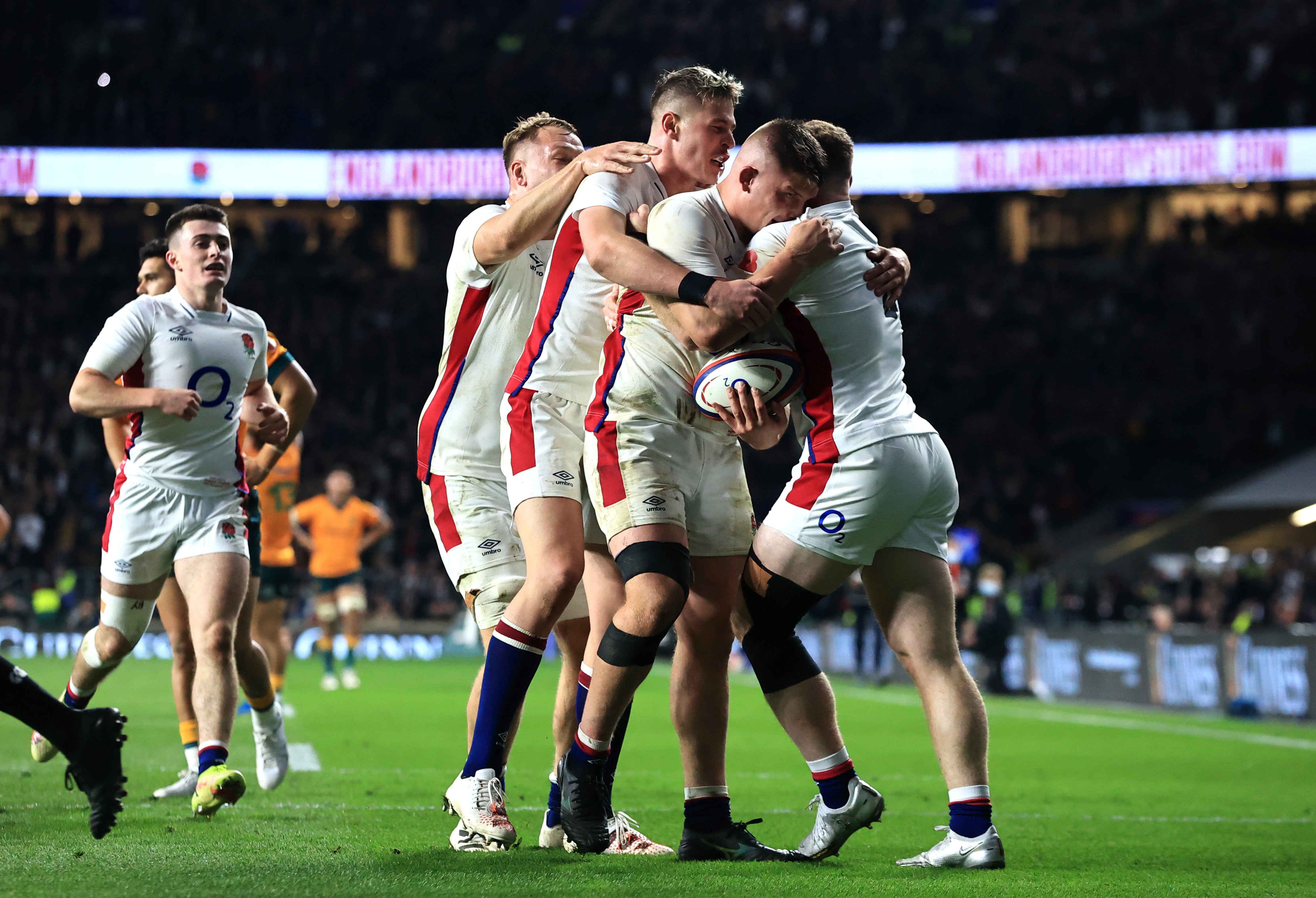 England celebrate Jamie Blamire’s last-minute score