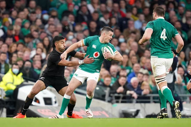 Johnny Sexton, centre, and Ireland savoured victory over New Zealand (Niall Carson/PA)