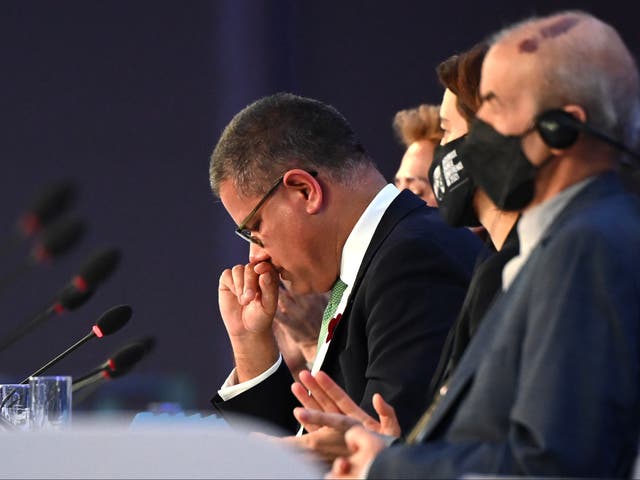 <p>The Cop26 President choked up while apologising for how things ‘unfolded’</p>