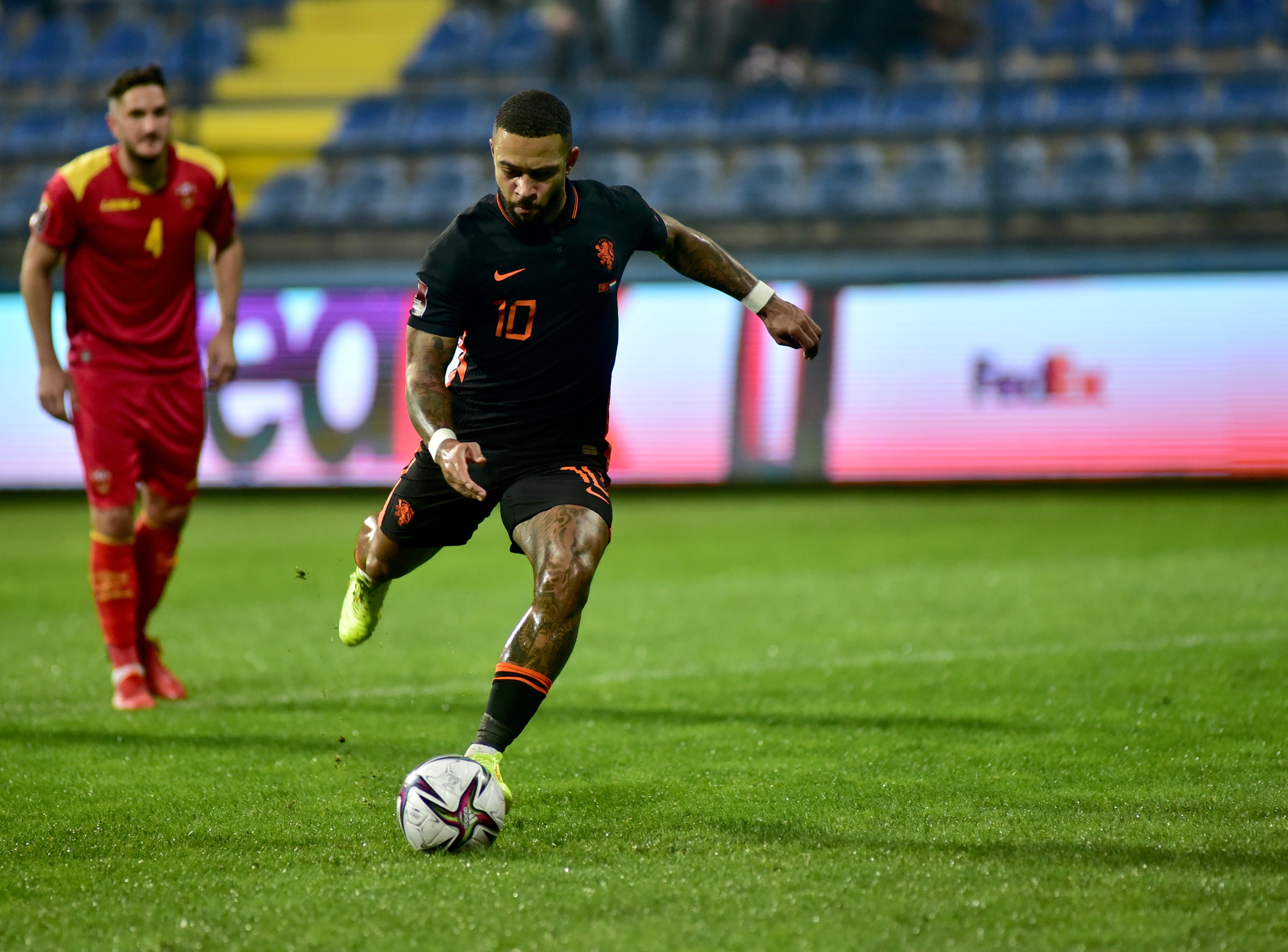 Memphis Depay’s double could not seal qualification for Holland (Risto Bozovic/AP)