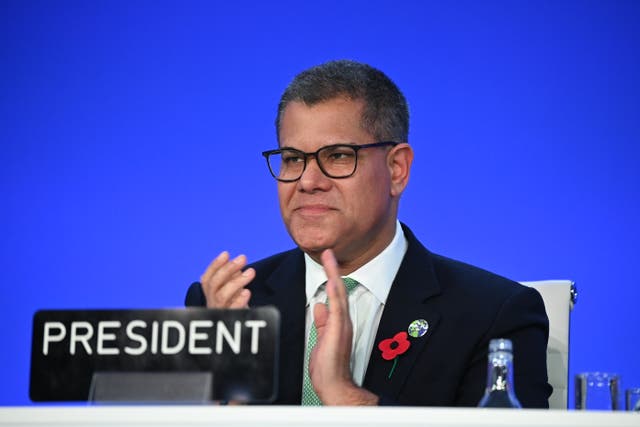 <p>COP26 President Alok Sharma gives the closing speech as he attends the Closing Plenary of the COP26 Climate Summit</p>
