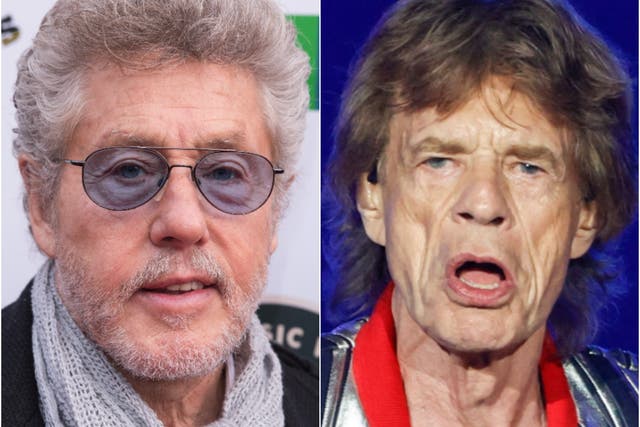<p>Roger Daltrey and Mick Jagger</p>