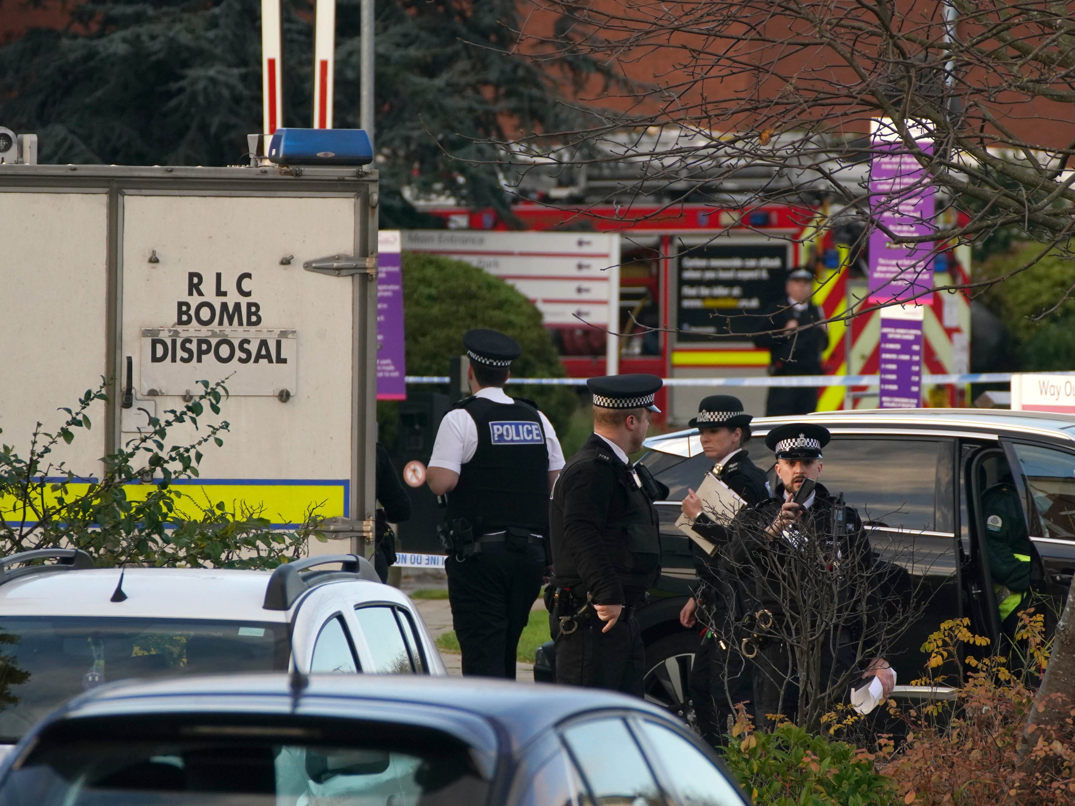 Emergency services are pictured outside Liverpool Women’s Hospital after an incident occurred just before 11am