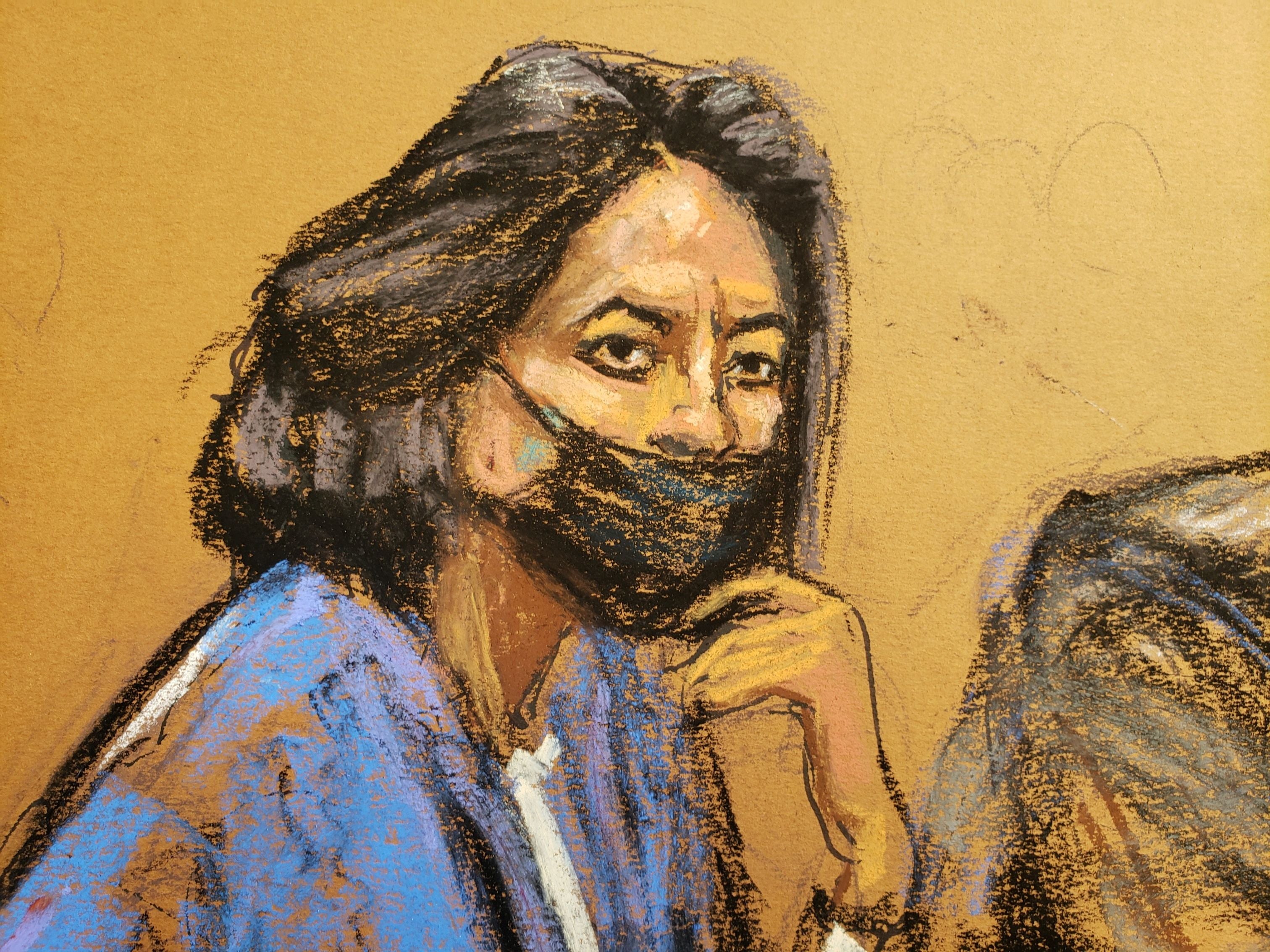 A sketch of Ghislaine Maxwell during a court appearance on 10 November