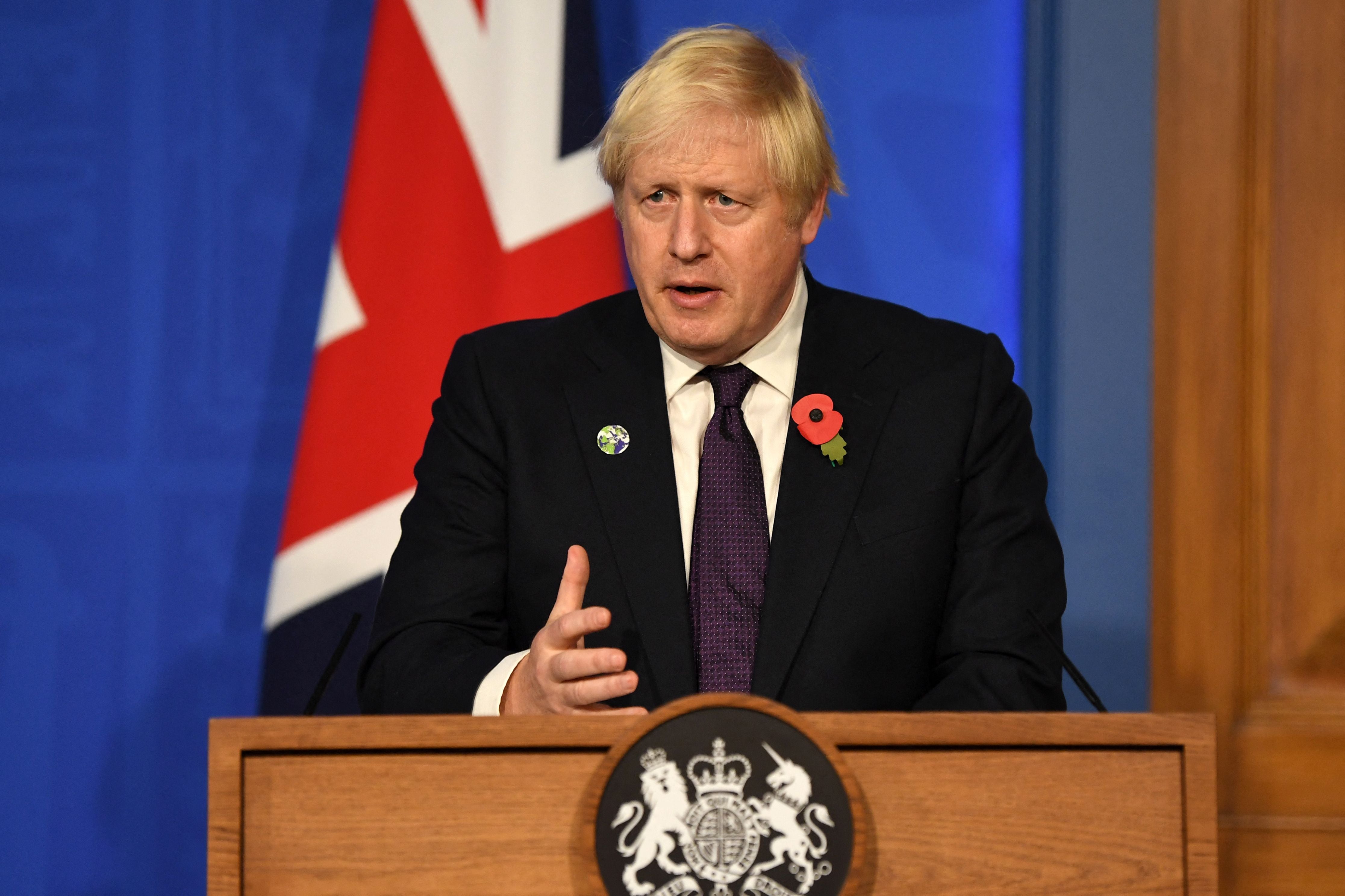 Boris Johnson during a press conference from Downing Street yesterday