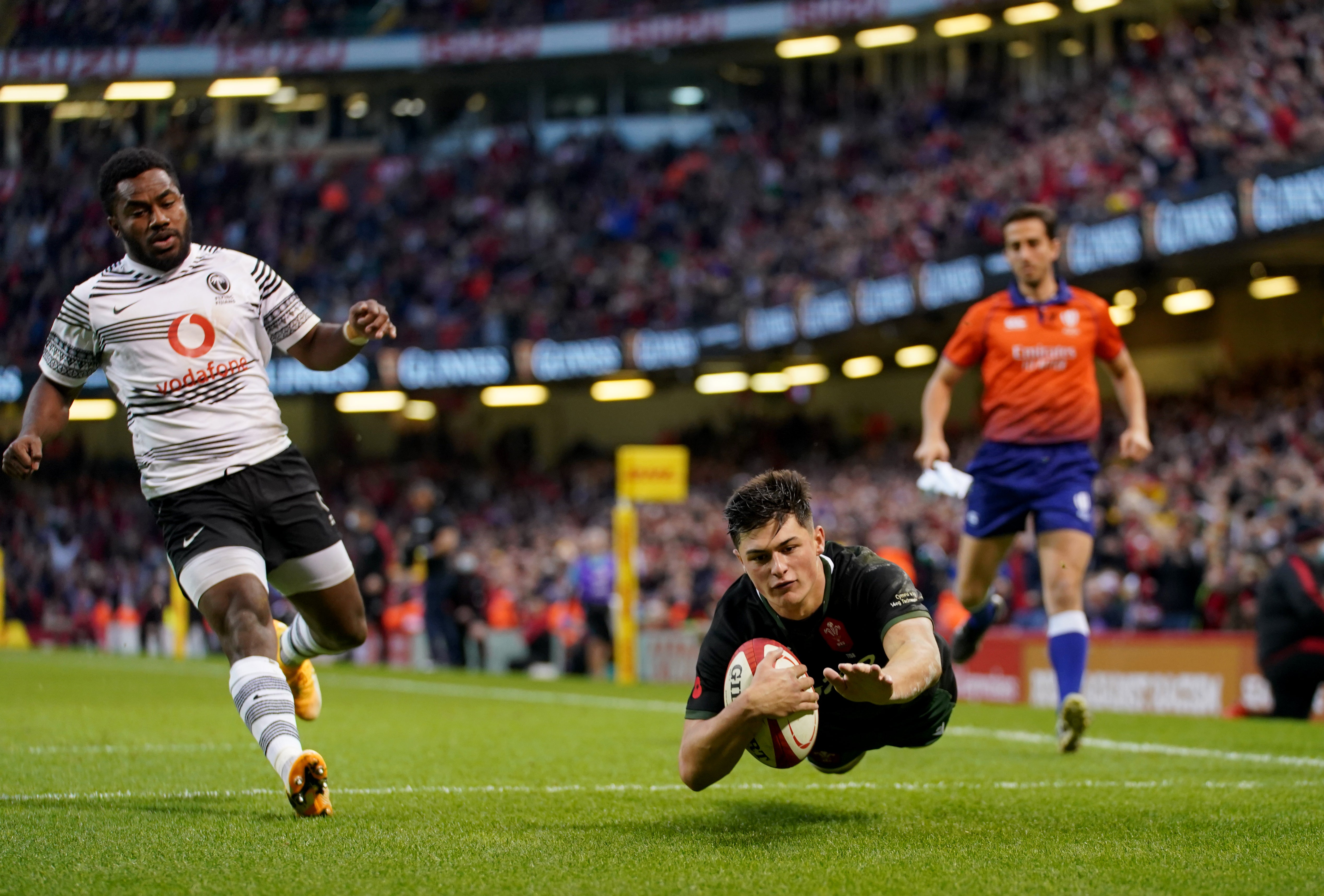 Louis Rees-Zammit scored a sensational try for Wales (David Davies/PA)