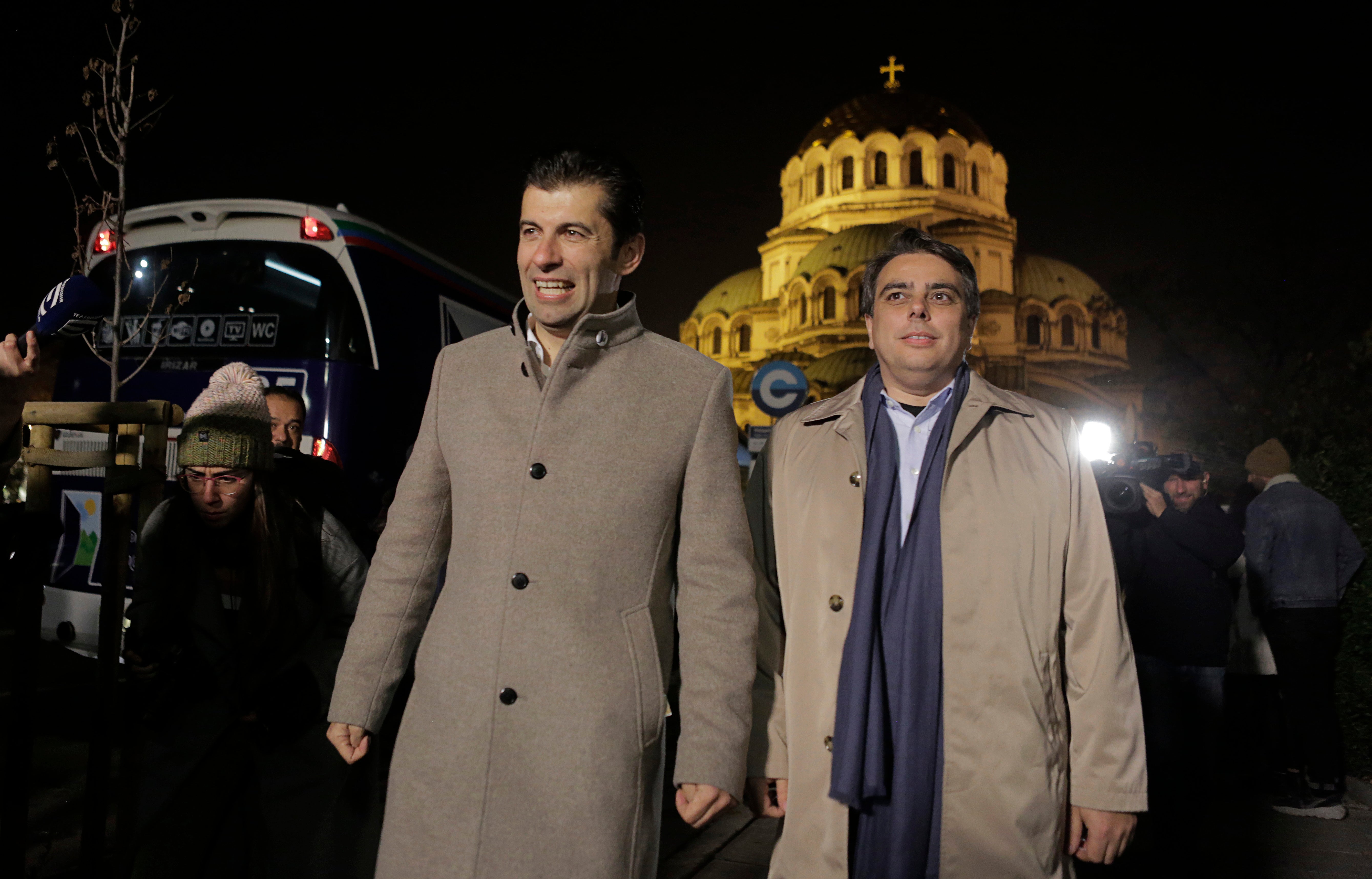 Kiril Petkov, left, and Asen Vasilev, co-leaders of the We Continue the Change party