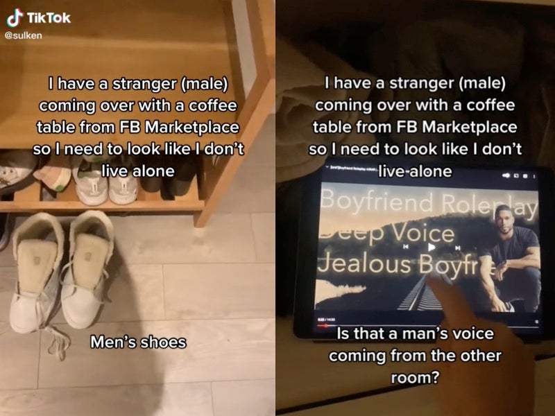 Woman shows how she stages apartment to look as if she has a live-in boyfriend before meeting stranger