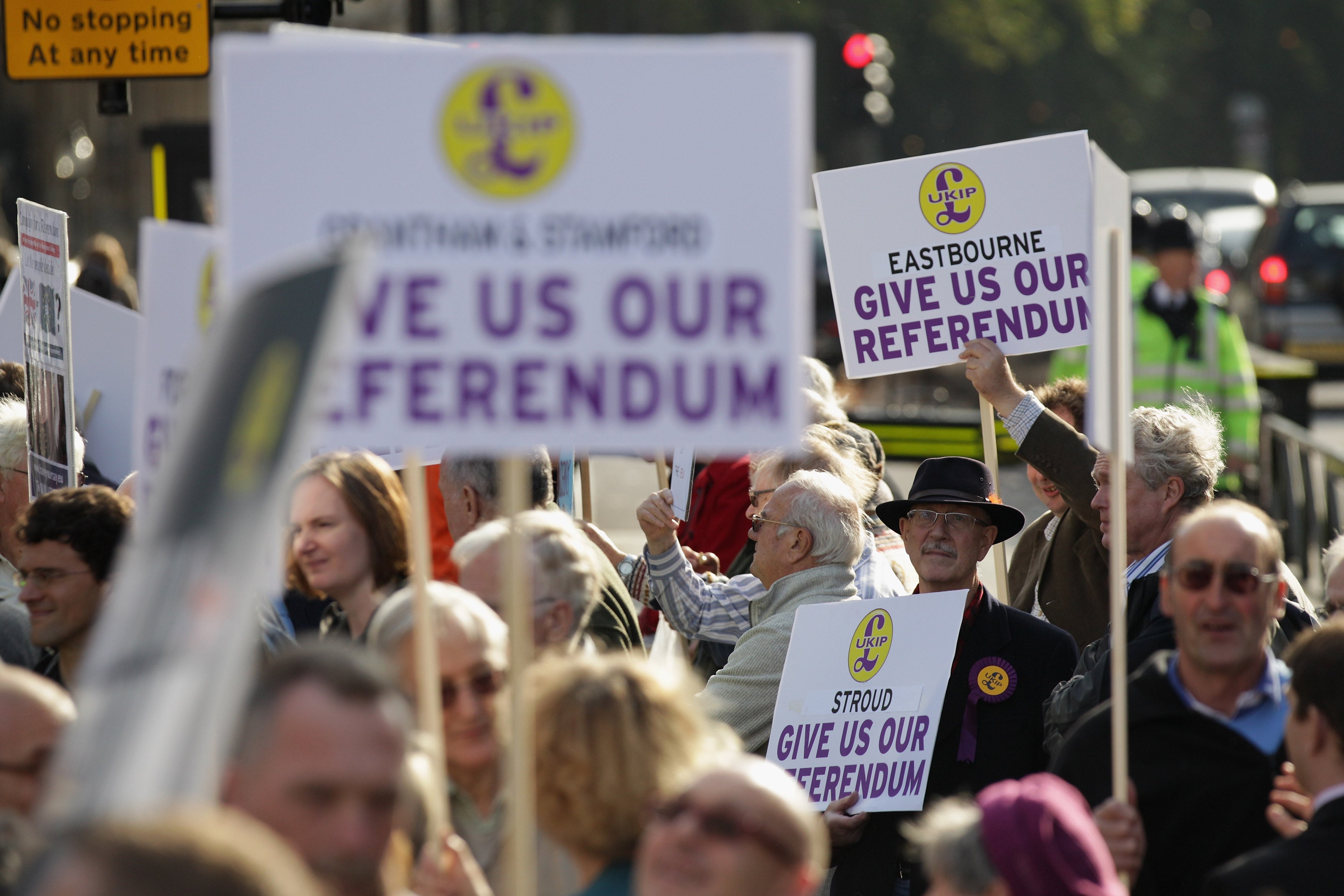 Ukip campaigners seek a referendum on the UK’s membership of the EU