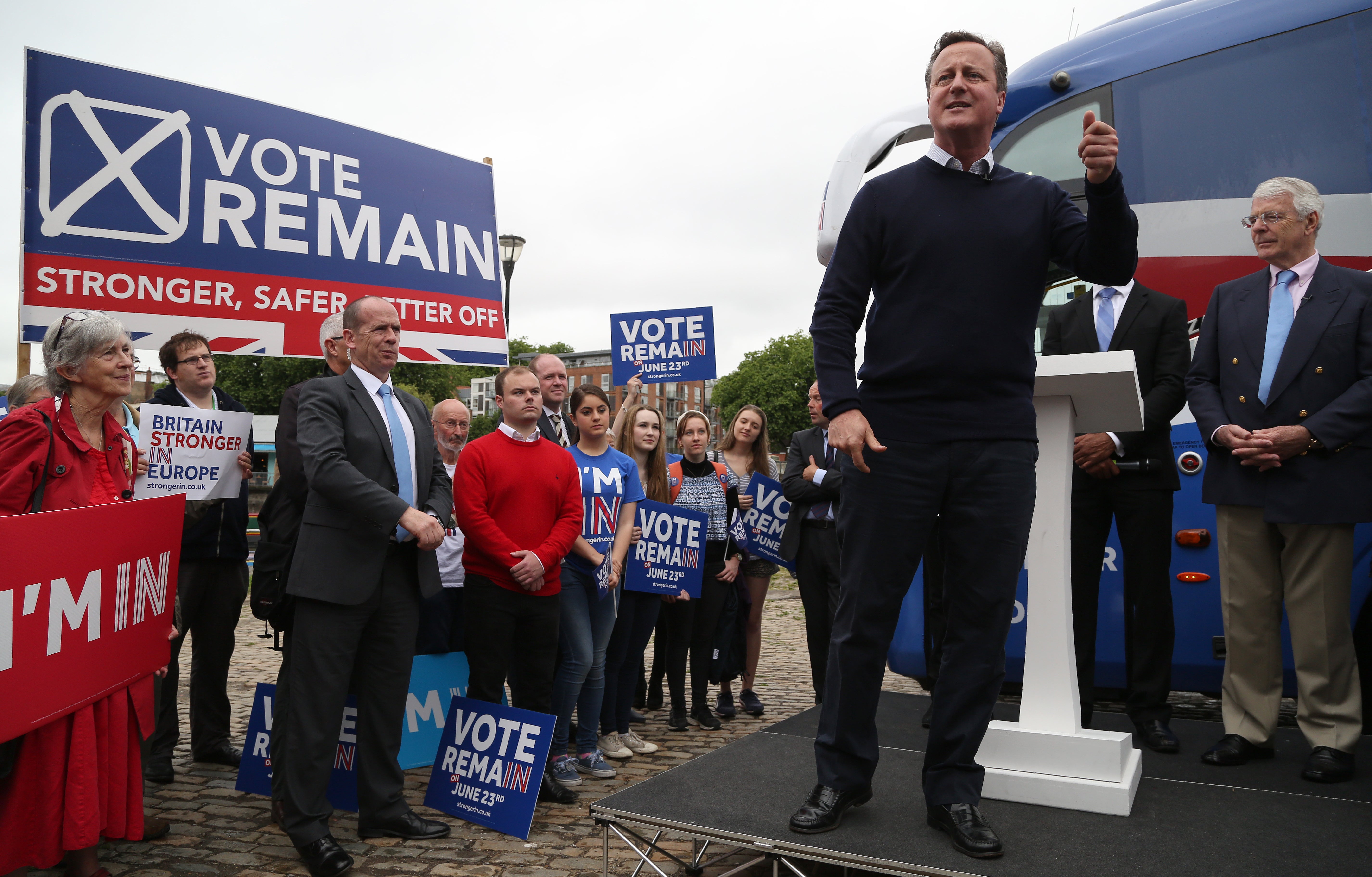 Cameron addresses pro-EU supporters during a rally in June 2016