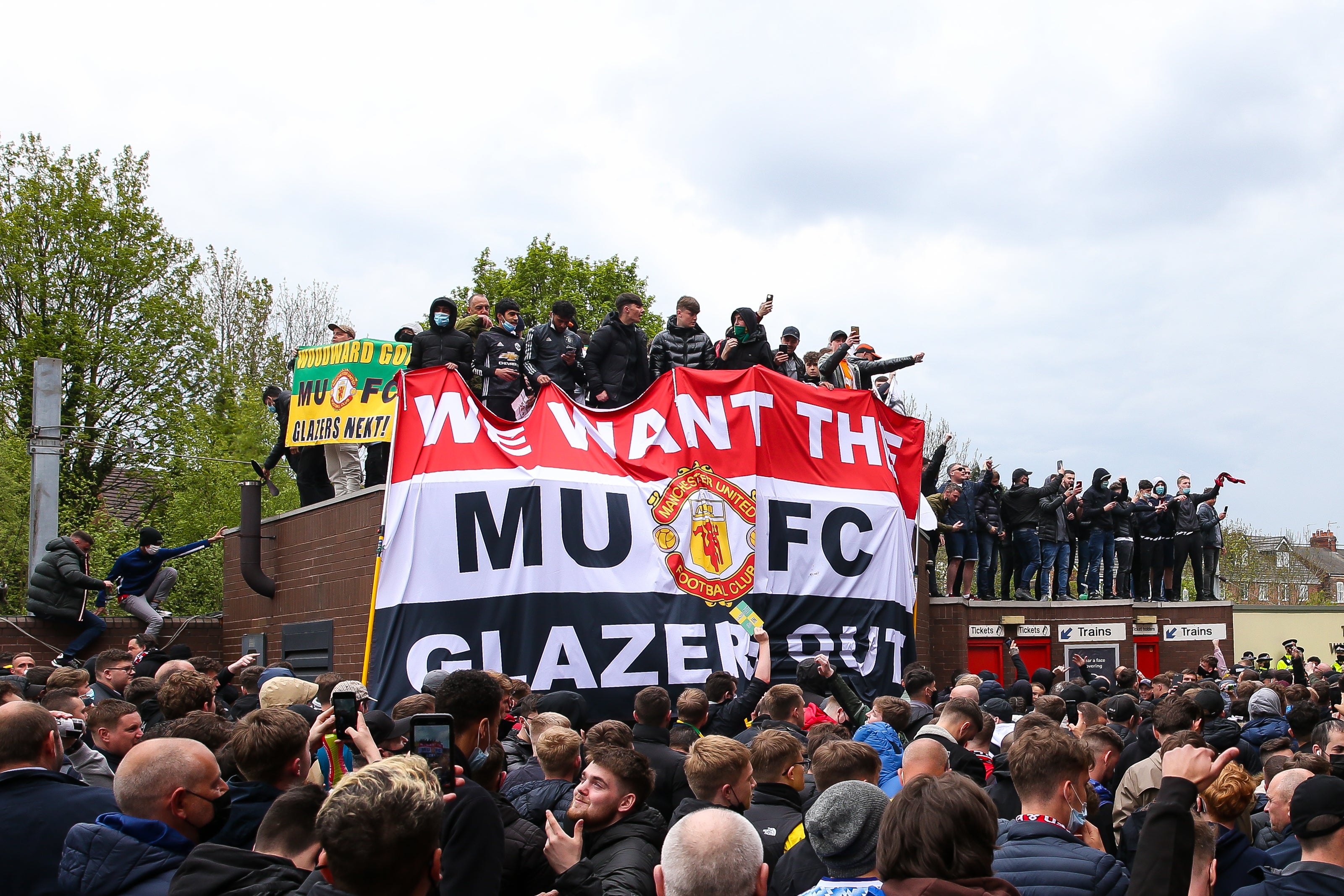 The Glazers’ decision to join the European Super League sparked fresh protests against the owners (Barrington Coombs/PA)