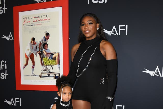 <p>Serena Williams and daughter match on red carpet at King Richard premiere </p>