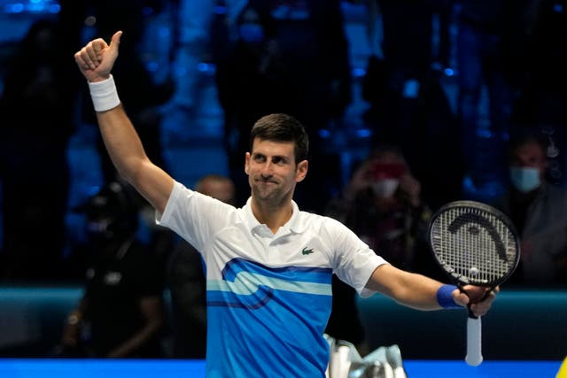 Novak Djokovic celebrates victory over Casper Ruud (Luca Bruno/AP)