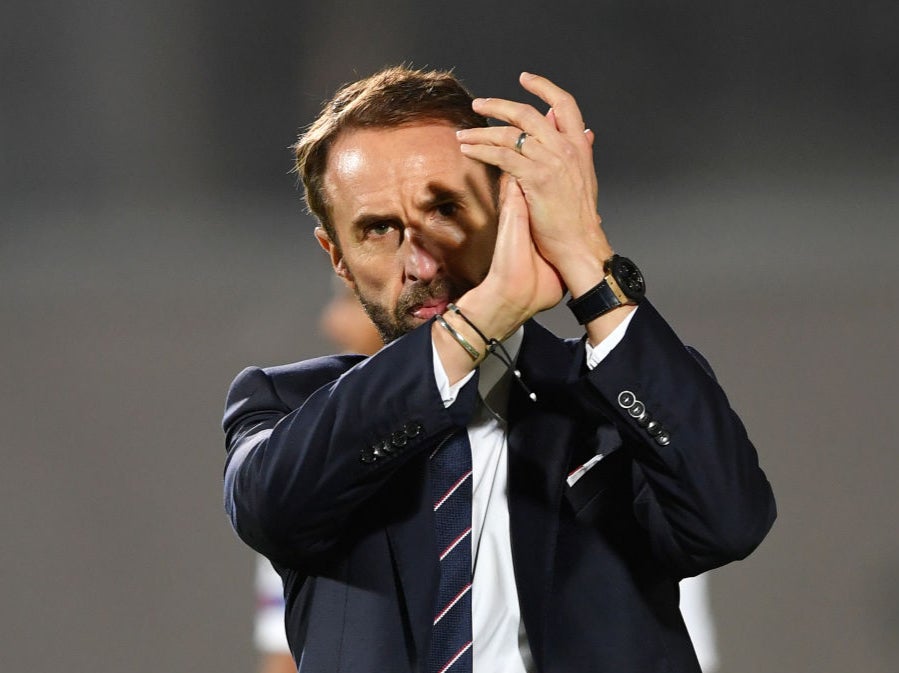 Gareth Southgate applauds England’s fans at full-time