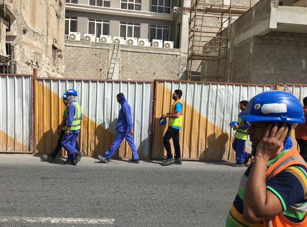 Construction workers in Doha, Qatar