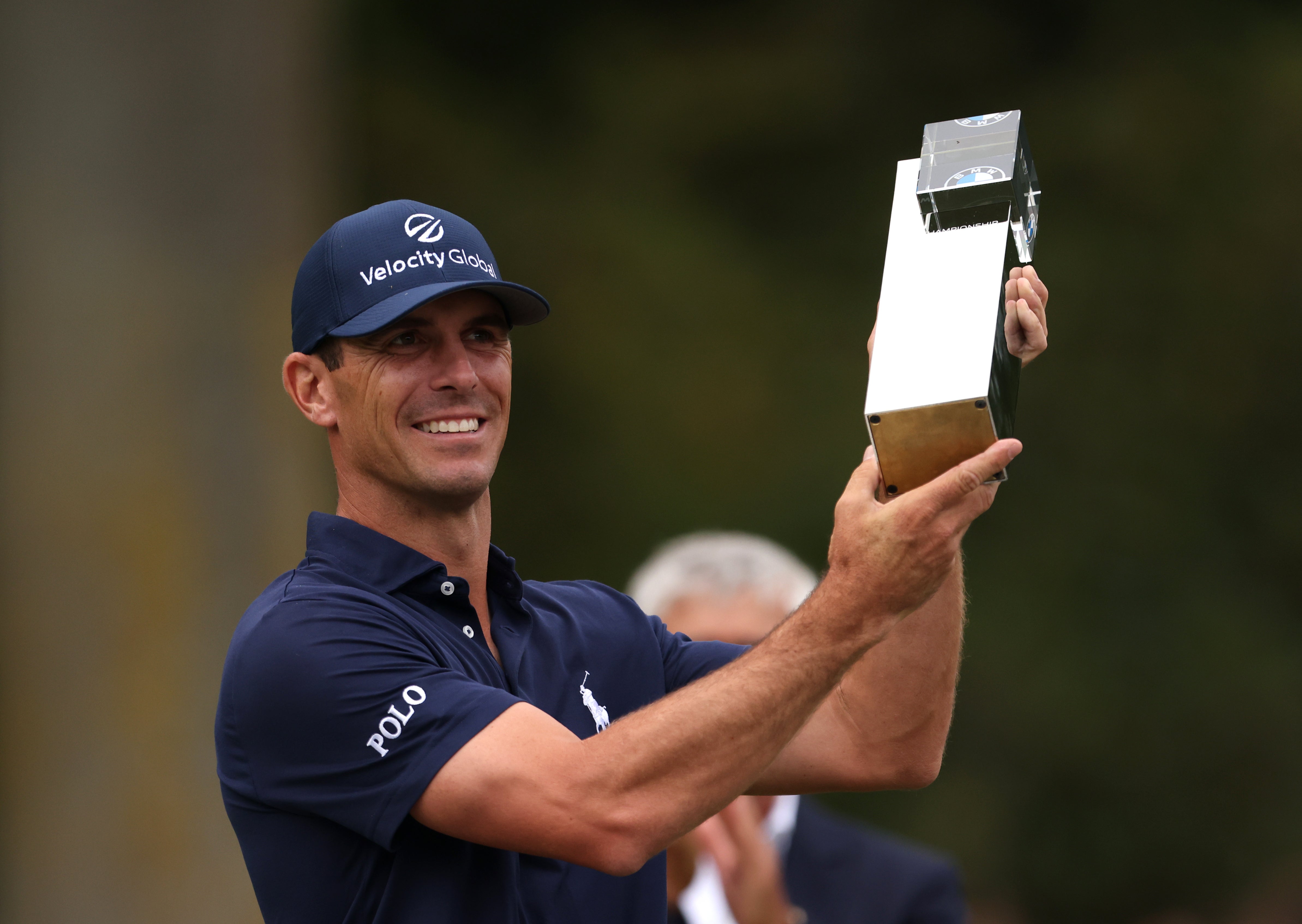 Billy Horschel lifts the trophy after winning the BMW PGA Championship at Wentworth (Steven Paston/PA)