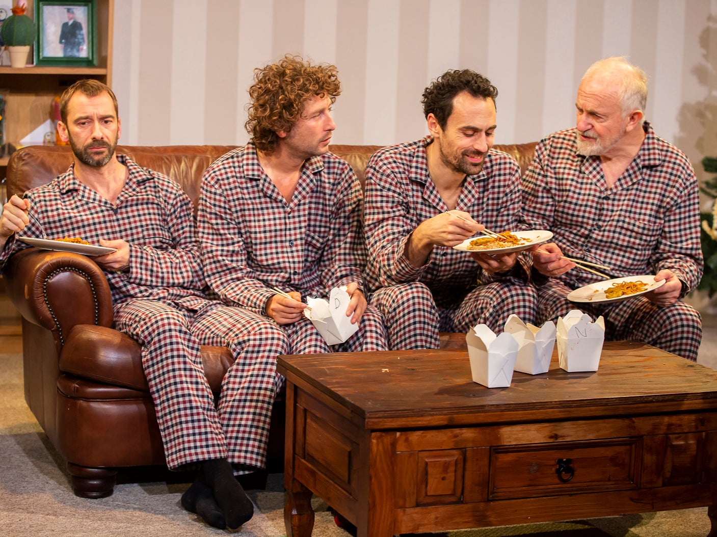 Check mates: (from left) Charlie Condou, Cary Crankson, Alex Mugnaioni and Simon Rouse in the London production of ‘Straight White Men’