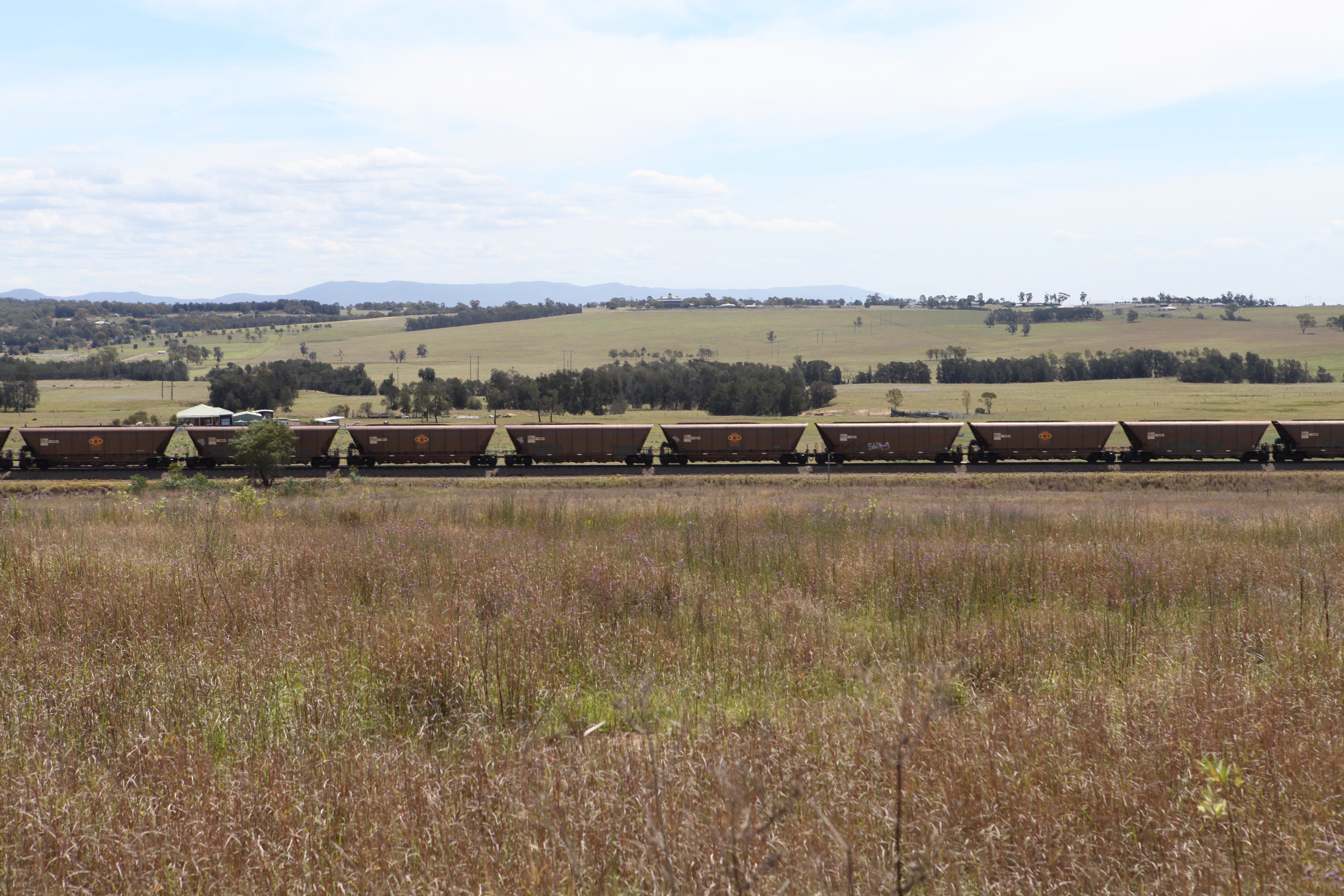 A train laden with coal heads from the Hunter Valley to the Port of Newcastle, in Australia