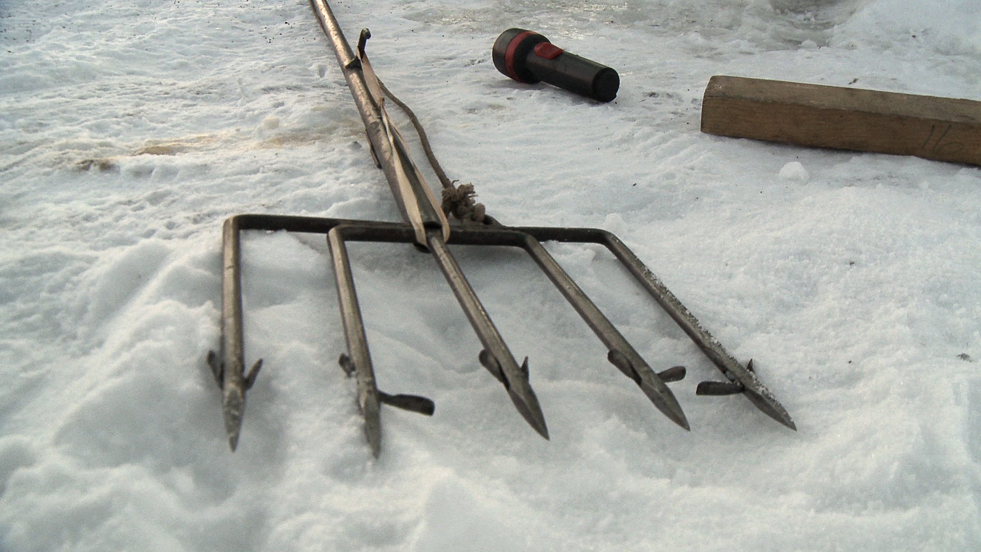 One of the handmade spears used to catch the sturgeon