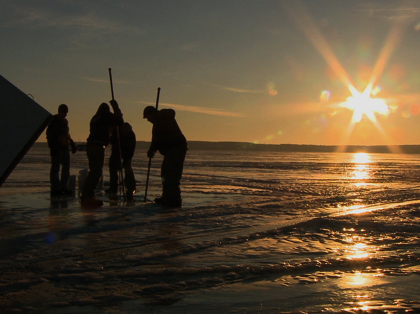 The fishermen are out on the ice for 16 days straight