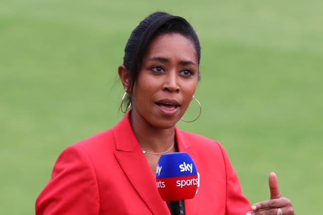 <p>Ebony Rainford-Brent during the England vs West Indies third Test at Old Trafford in 2020</p>