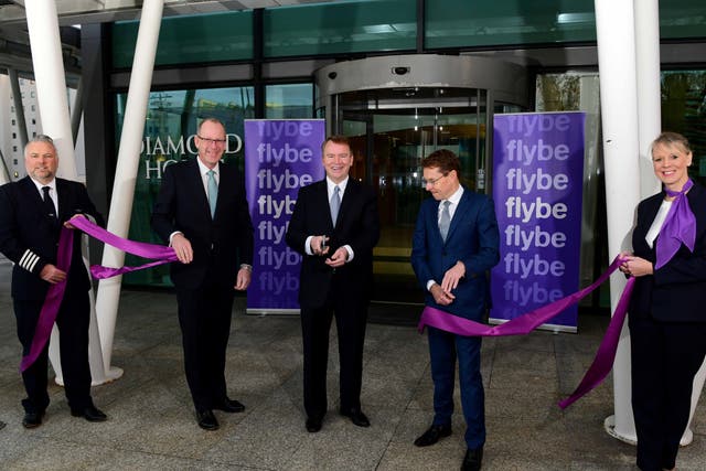 <p>Flying start: Mark Firth (Flybe), Nick Barton (Birmingham airport), Dave Pflieger (Flybe), Andy Street (mayor of West Midlands) and Cindy Lewis (Flybe)</p>