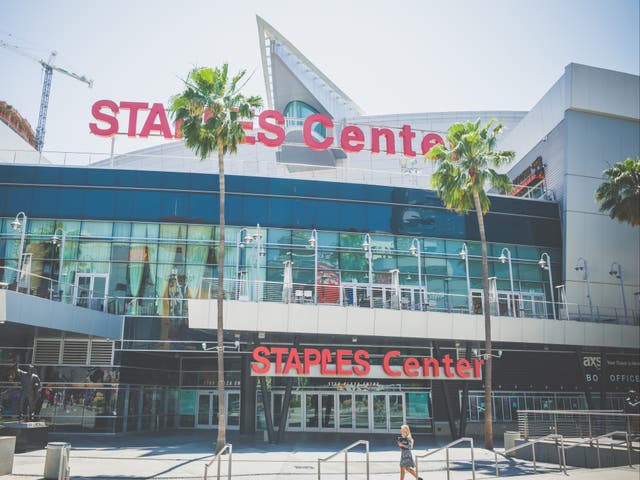 <p>The Staples Centre in downtown Los Angles</p>