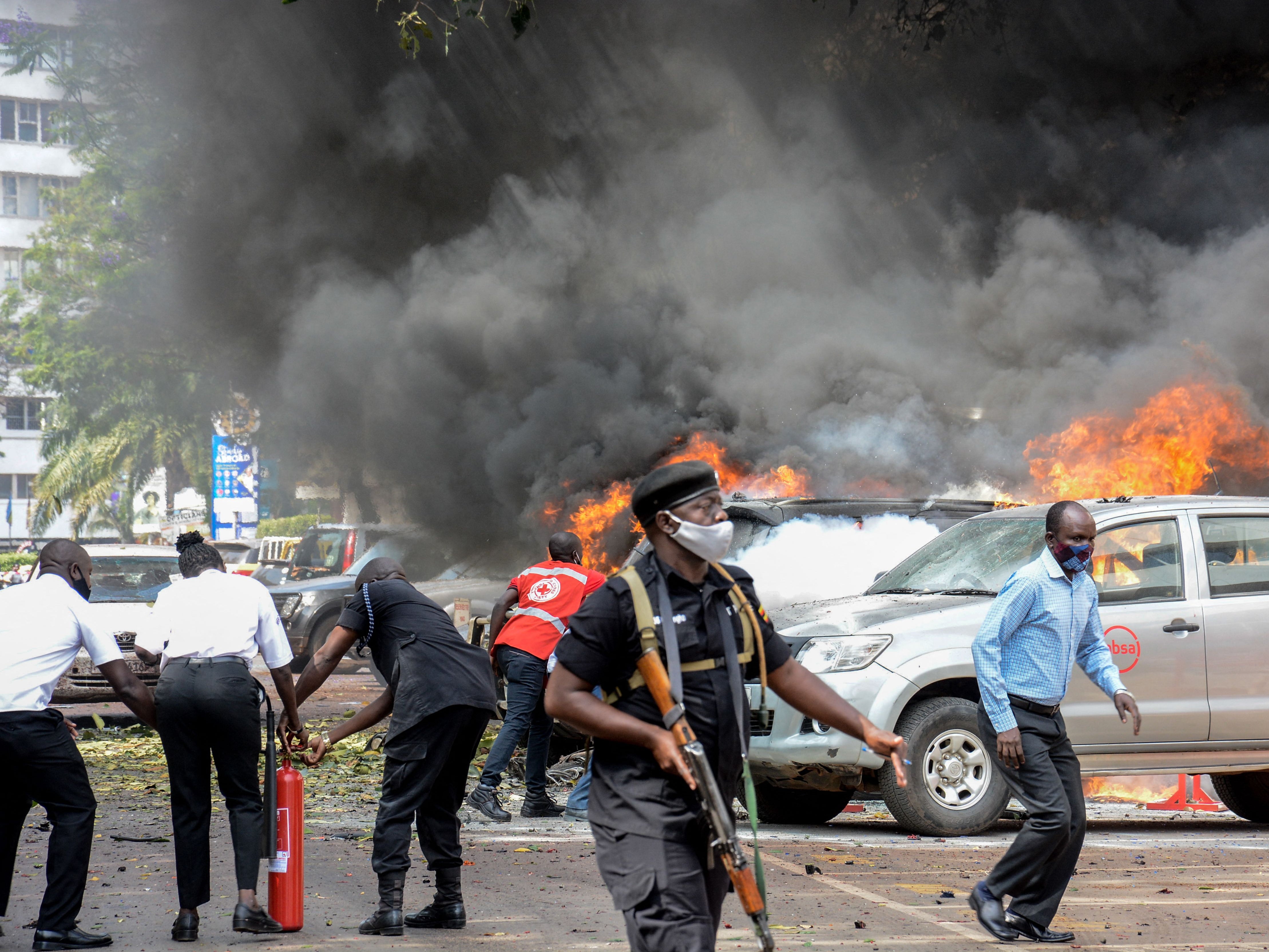Suicide bombers on motorbikes caused an explosion near the parliament