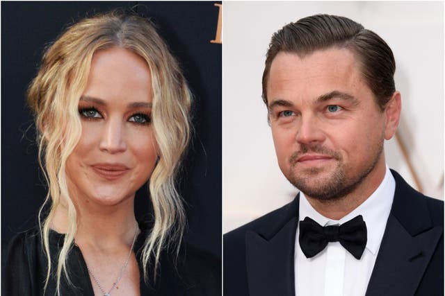 <p>Jennifer Lawrence and Leonardo DiCaprio</p>
