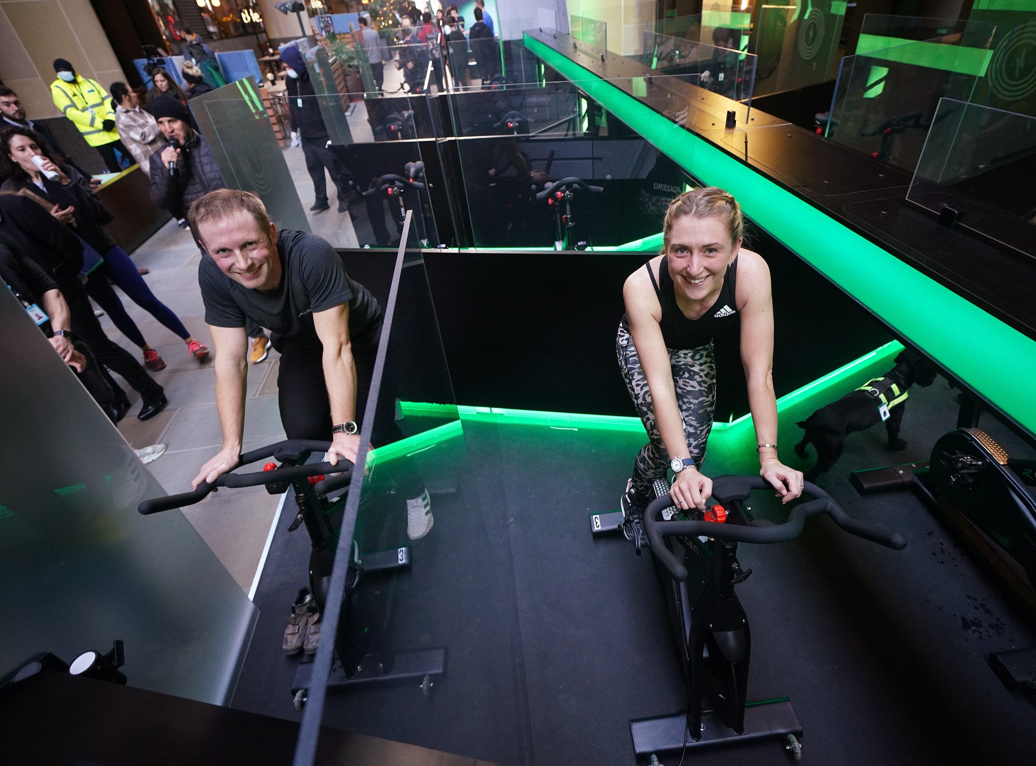 Jason and Laura Kenny were at Bloomberg’s PWR Ride event on Wednesday (Yui Mok/PA)
