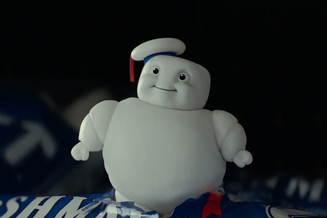 <p>Weightless nostalgia: a Mini Puft ghost in ‘Ghostbusters: Afterlife'</p>