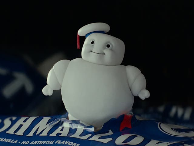 <p>Weightless nostalgia: a Mini Puft ghost in ‘Ghostbusters: Afterlife'</p>