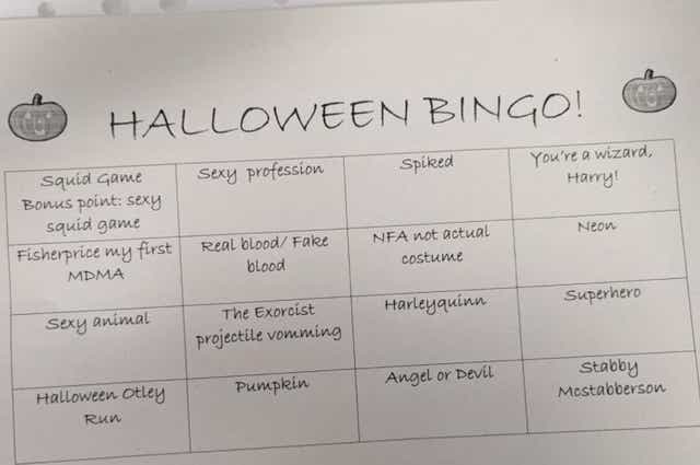 <p>The Halloween Bingo game staff at the LGI were playing in the A+E department</p>