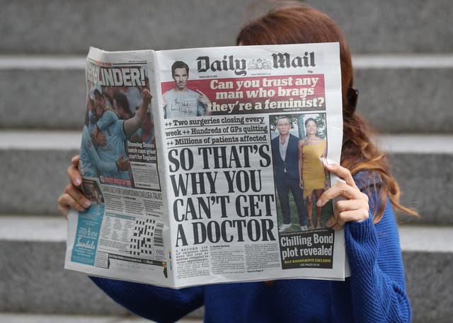 The Daily Mail could cut jobs due to rising print costs (Jonathan Brady/PA)