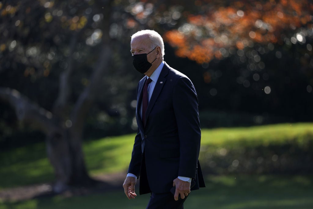 President Joe Biden on the White House lawn as he departed Washington for Detroit on Wednesday
