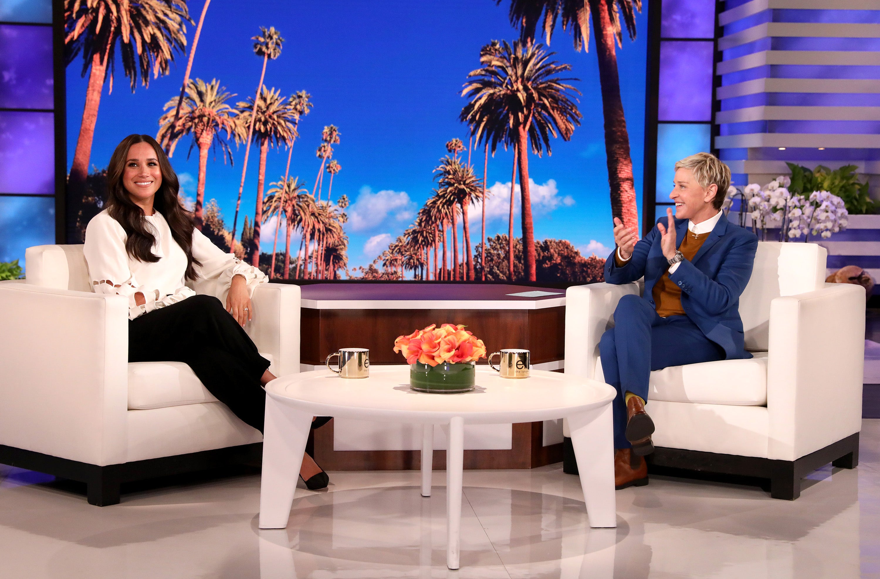 Meghan (left) and Ellen DeGeneres (right) have renewed their friendship since the former’s move back to the UK