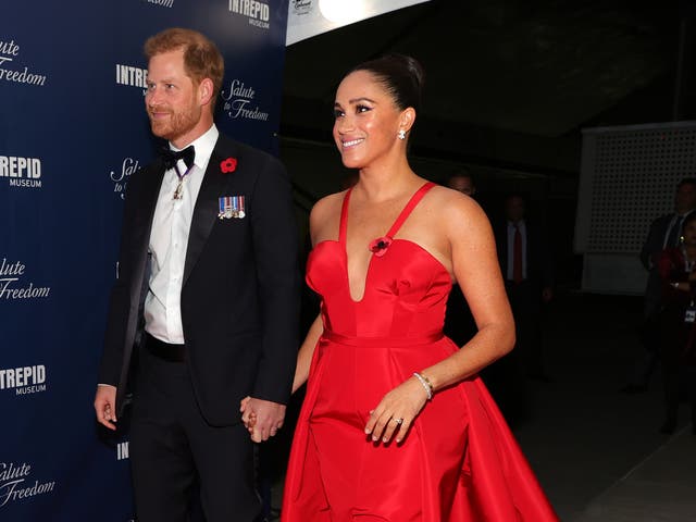 <p>Meghan Markle and Prince Harry attend Salute to Freedom Gala in New York City</p>