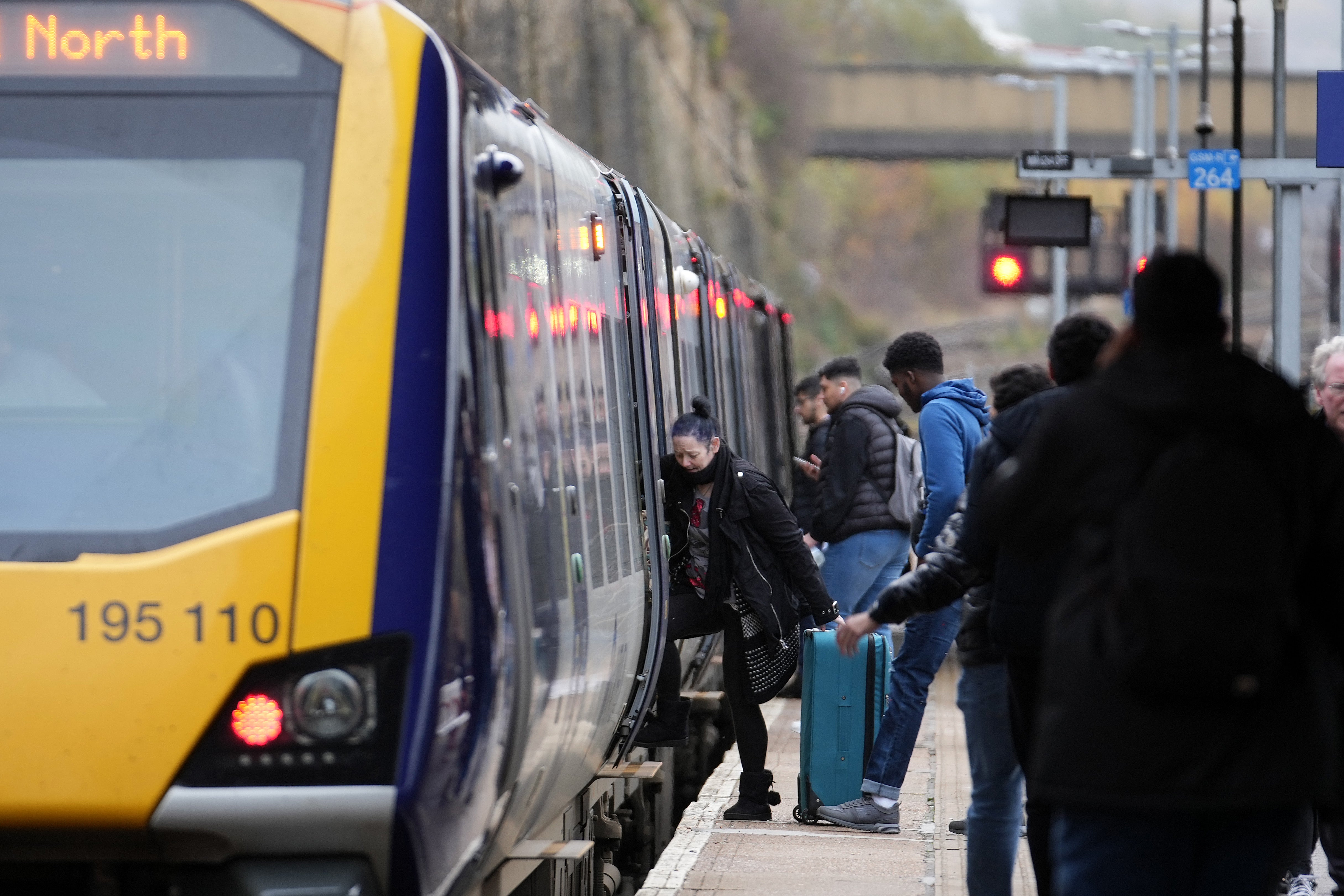 Passengers arrive and depart on Great Northern trains at Bradford Interchange station on Thursday