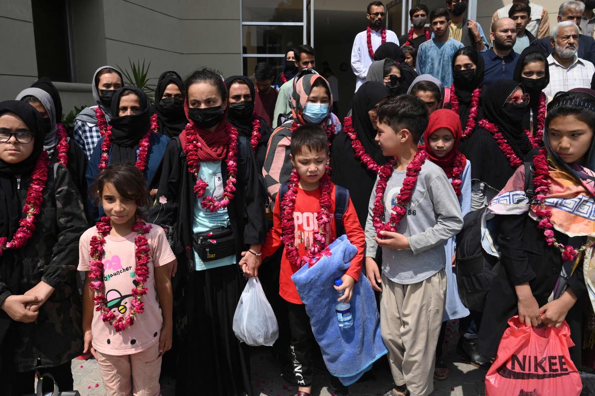 Afghan girl footballers airlifted to UK on flight funded by Kim Kardashian West Afghan girl footballers airlifted to UK on flight funded by Kim Kardashian West