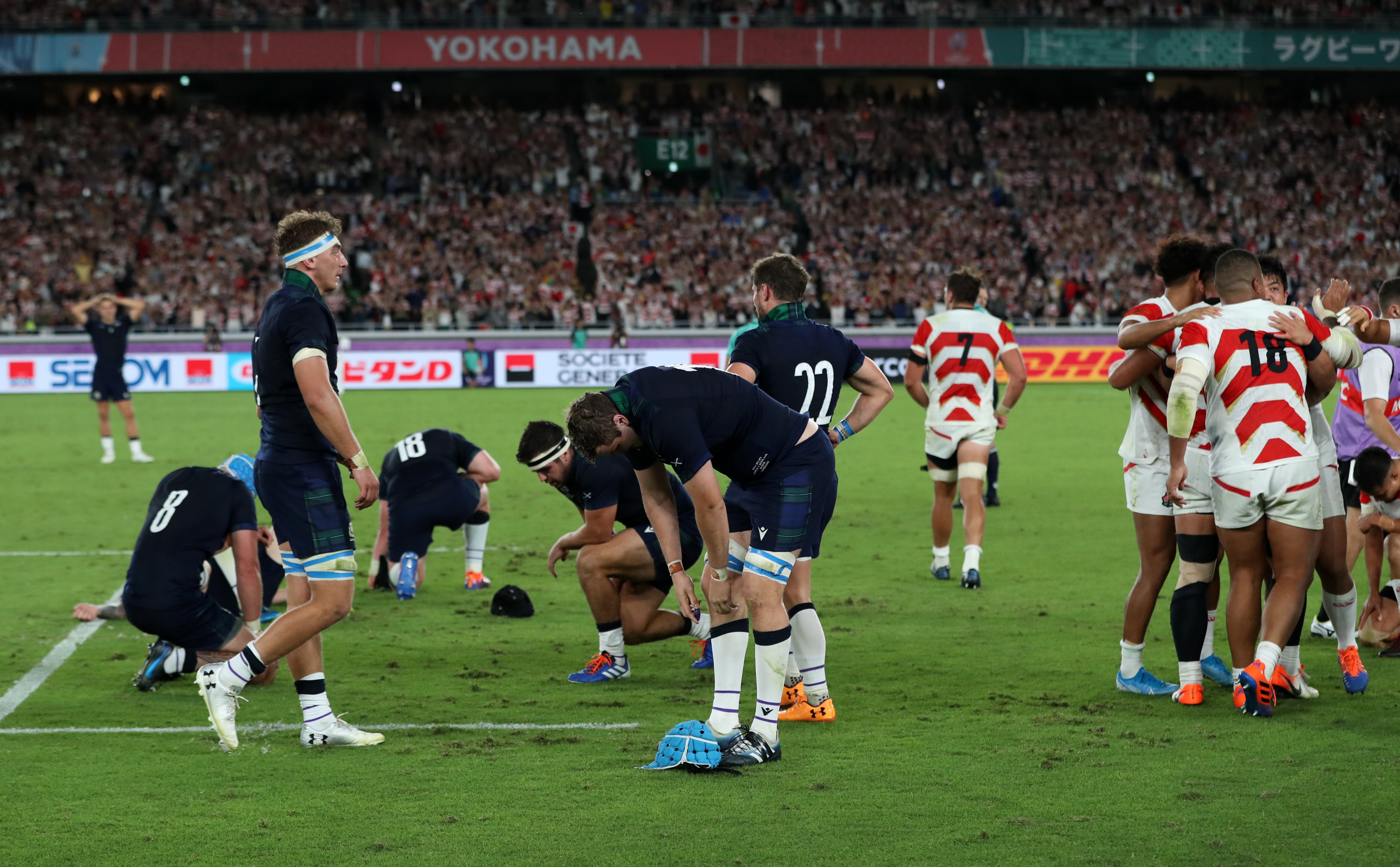 Scotland players were dejected after defeat to Japan in 2019. (David Davies/PA)