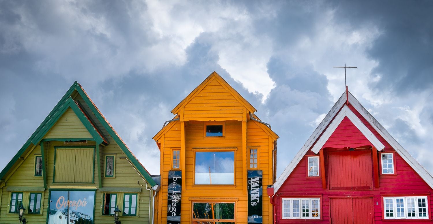 Colourful houses in Stavanger Harbour