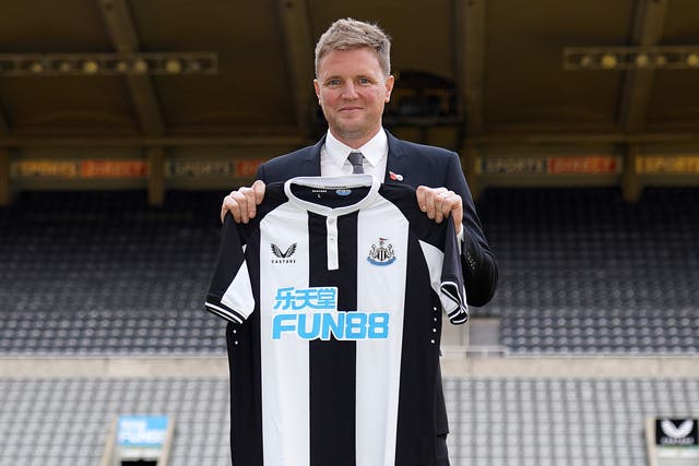 <p>Eddie Howe will take charge of his first Newcastle game against Brentford on Saturday (Owen Humphreys/PA)</p>